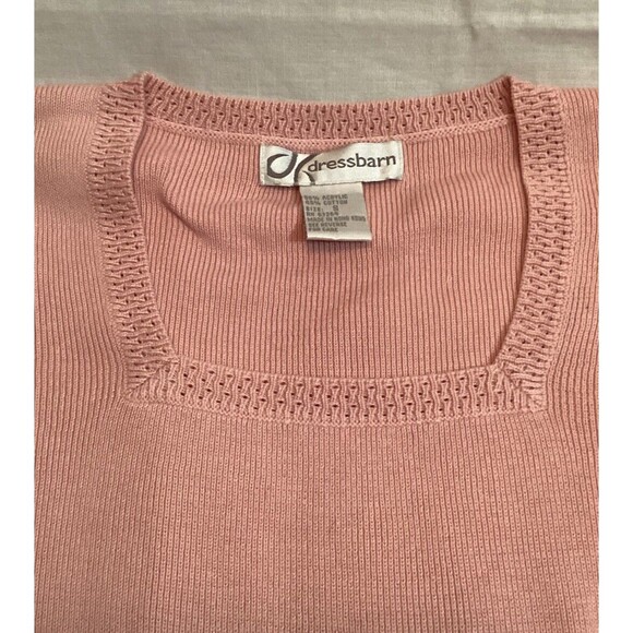 DRESSBARN True Pink Cotten Blend Delicate Pull Over Sweater 3/4 Sleeve Sz Small - Picture 10 of 11